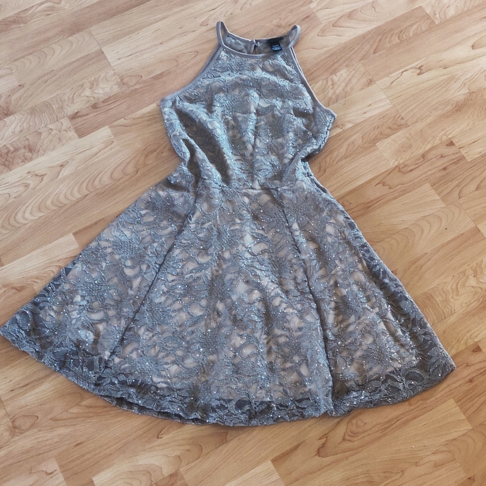 Glitter Lace Skater Dress
